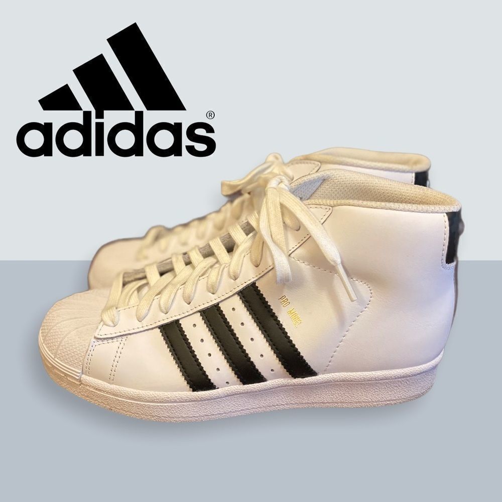 Adidas Pro Model Mid J White Black Sneakers 4.5